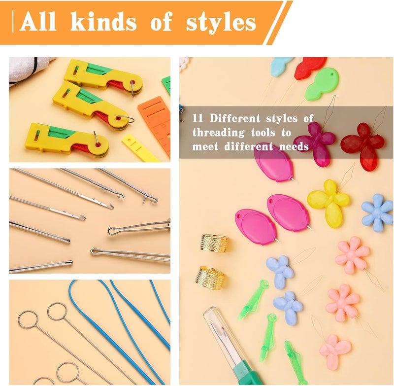 Fedmut 42 Pieces Needle Threaders Kit,Drawstring Threader Set,Threader Hand Machine Sewing for Sewing Crafting,Quilting, DIY Art,Universal Sewing Threaders Tool for Embroidery Needlework - Image 4